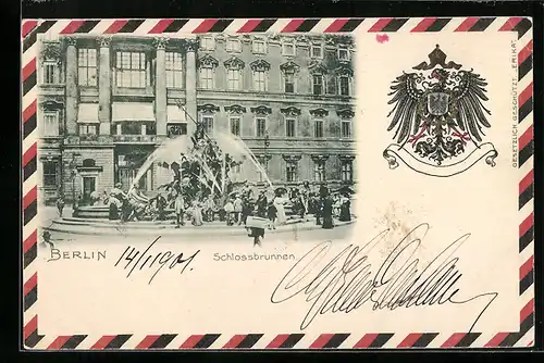 AK Berlin, Schlossbrunnen und Wappen