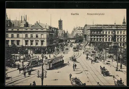 AK Berlin, Strassenbahn am Alexanderplatz
