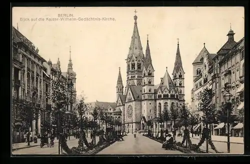 AK Berlin-Charlottenburg, Blick zur Kaiser Wilhelm Gedächtniskirche