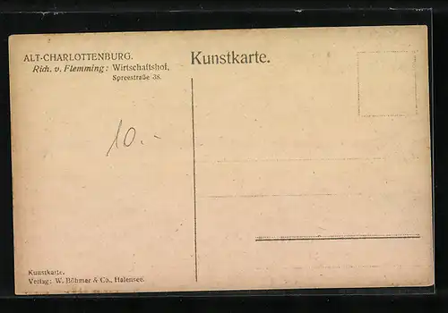 Künstler-AK Berlin-Charlottenburg, Rich. v. Flemming Wirtschaftshof, Spreeestrasse 38