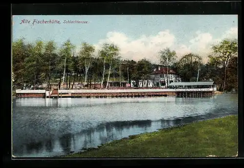 AK Berlin-Schlachtensee, Blick auf das Restaurant Alte Fischerhütte
