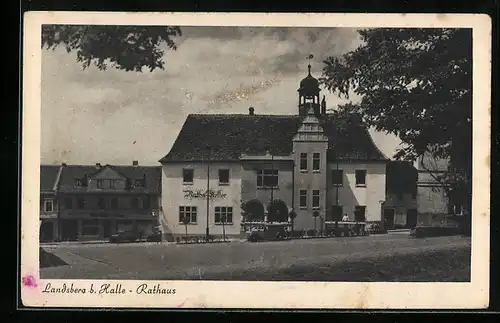 AK Landsberg bei Halle, Rathaus mit Strasse