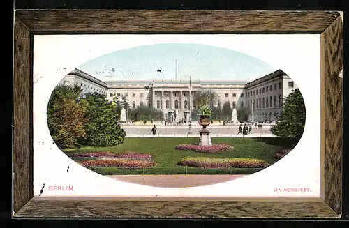 Passepartout-AK Berlin, Universität mit Strasse und Anlagen