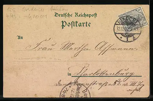 Lithographie Berlin-Charlottenburg, Kaiser Wilhelm Gedächtnis Kirche, Blumen