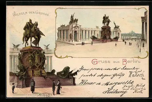 Lithographie Berlin, Denkmal Wilhelm der Grosse