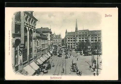 AK Berlin, Spittelmarkt mit Strassenbahnen aus der Vogelschau