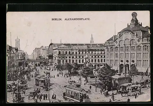 AK Berlin, Alexanderplatz mit Strassenbahnen