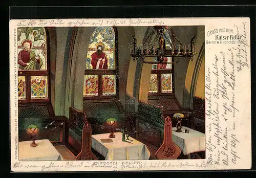 Lithographie Berlin, Kaiser-Keller, Apostelkeller, Innenansicht