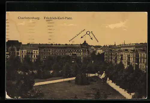 AK Berlin-Charlottenburg, Friedrich-Karl-Platz, von oben gesehen