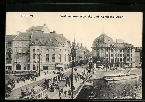 AK Berlin, Weidendammerbrücke und Komische Oper aus der Vogelschau