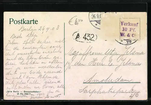 AK Berlin, Leipzigerstrasse mit Strassenbahn und Autos