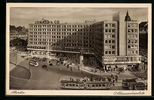 AK Berlin, Strassenbahnen auf dem Alexanderplatz