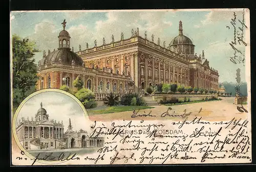 Lithographie Potsdam, Neues Palais, Communa