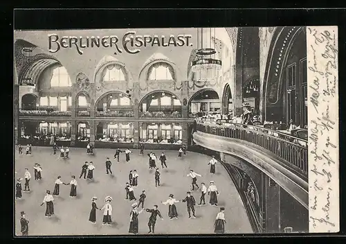 AK Berlin-Schöneberg, Berliner Eispalast, Innenansicht mit Galerie