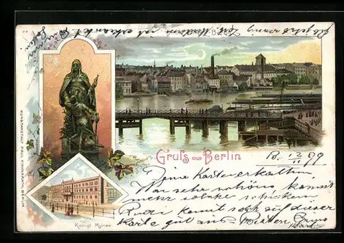 Lithographie Berlin, Königl. Münze, Denkmal, Stadtzentrum