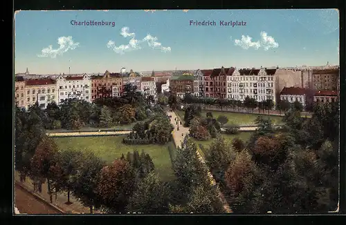 AK Charlottenburg, Der Friedrich Karlplatz aus der Vogelschau