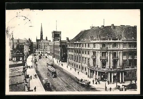 AK Berlin, Mühlendamm, Sparkasse, Petrikirche, Strassenbahn