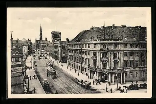 AK Berlin, Mühlendamm, Sparkasse und Petrikirche, Strassenbahn