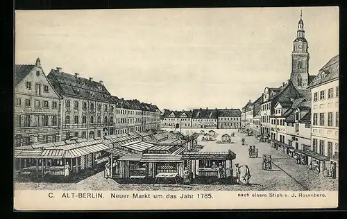 Künstler-AK Berlin, neuer Markt um das Jahr 1785