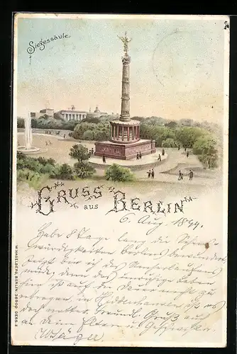 AK Berlin-Tiergarten, Blick auf Siegessäule