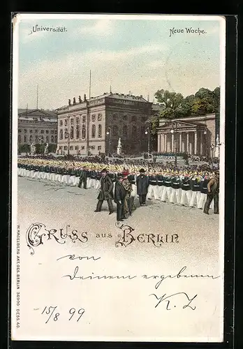 Lithographie Berlin, Universität und Neue Wache