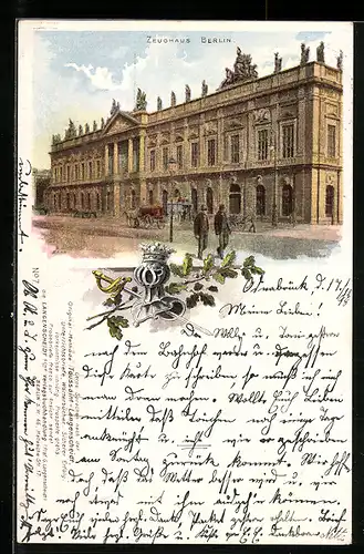 Lithographie Berlin, Am Zeughaus, Degen, Eichenlaub