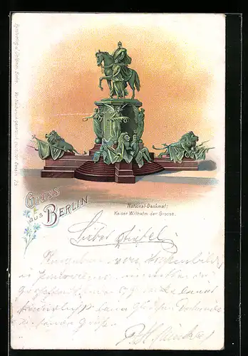 Lithographie Berlin, National-Denkmal Kaiser Wilhelm der Grosse