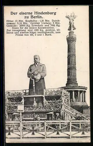 AK Berlin-Tiergarten, Nagelung des Eisernen Hindenburg an der Siegessäule