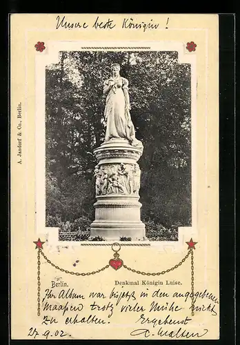 Passepartout-AK Berlin-Tiergarten, Denkmal Königin Luise