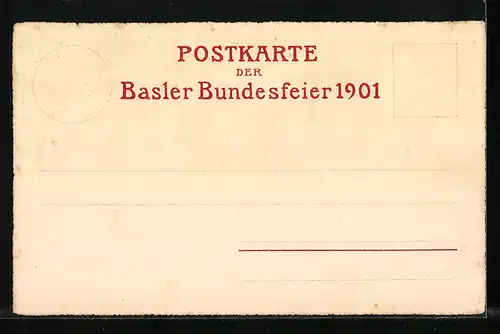 Lithographie Basel, Basler Festspiel 1901, Basler-Herold und berittene Trompeter