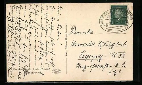 AK Bahnpoststempel Leipzig-Frankfurt /Main, Zug 201