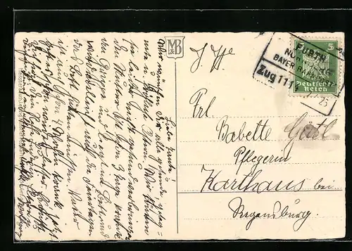 AK Bahnpoststempel Fürth-Nürnberg, Zug 1114