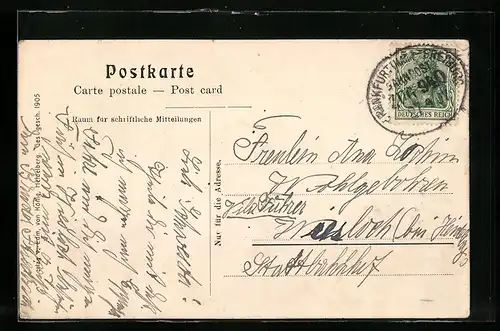 AK Bahnpoststempel Frankfurt /Main-Freiburg, Zug 940