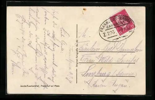 AK Bahnpoststempel Frankfurt-Basel, Zug 276