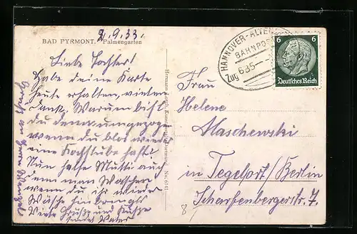 AK Bahnpoststempel Hannover-?, Zug 635