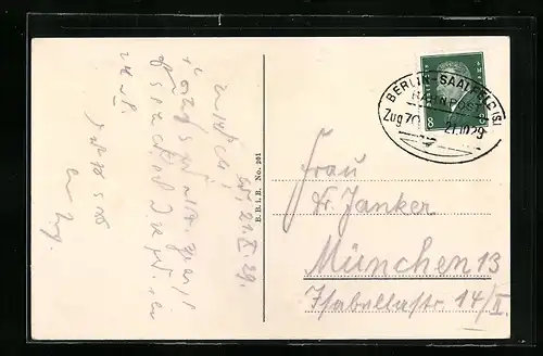 AK Bahnpoststempel Berlin-Saalfeld, Zug 70