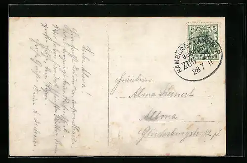 AK Bahnpoststempel Hamburg-Vamdrup, Zug 23