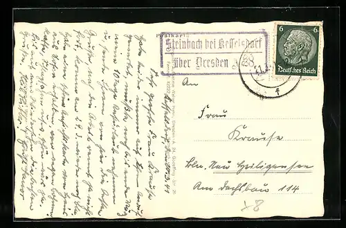 AK Landpoststempel Steinbach bei Kesselsdorf