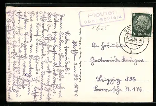 AK Landpoststempel Plothen über Schleiz
