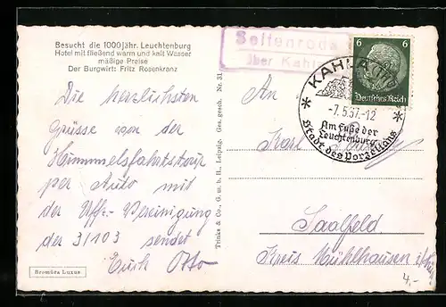 AK Landpoststempel Seitenroda über Kahla