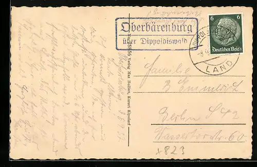 AK Landpoststempel Oberbärenburg über Dippoldiswalde