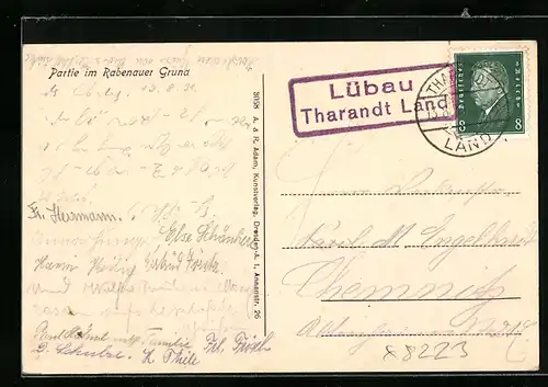 AK Landpoststempel Lübau /Tharandt Land