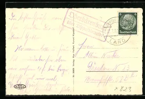 AK Landpoststempel Oberbärenburg über Dippoldiswalde