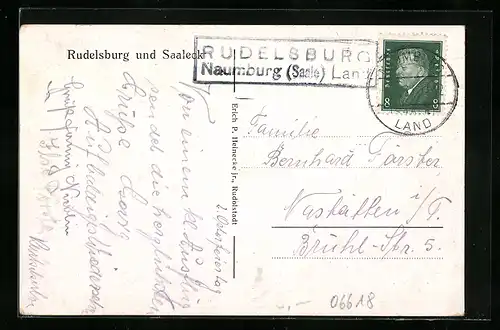 AK Landpoststempel Rudelsburg /Naumburg (Saale) Land