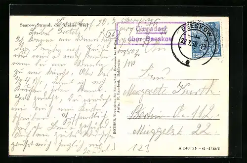 AK Landpoststempel Diensdorf über Beeskow