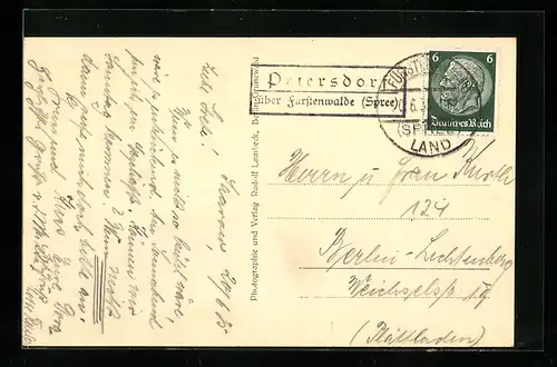 AK Landpoststempel Petersdorf über Fürstenwalde /Spree