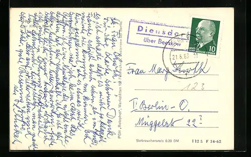 AK Landpoststempel Diensdorf über Beeskow