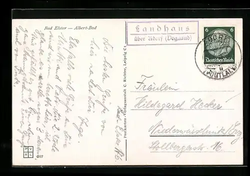 AK Landpoststempel Landhaus über Adorf /Vogtland