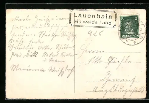 AK Landpoststempel Lauenhain, Mittweida Land