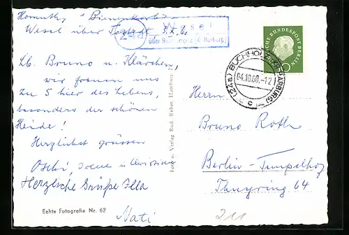 AK Landpoststempel Wesel über Buchholz /Kr. Harburg